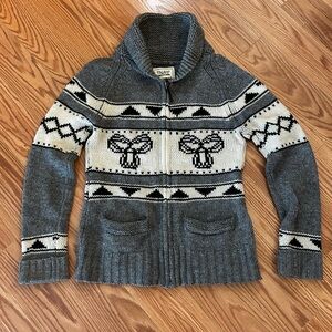 TNA Gray & Cream Fair Isle Zip-Up Cardigan